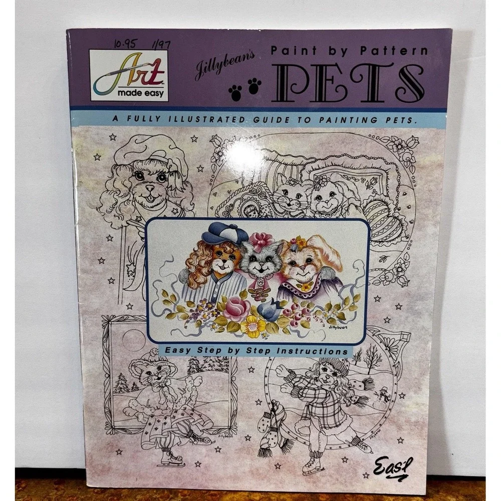 Art Made Easy Jillybean's Paint by Pattern Pets  Cats & Dogs Book